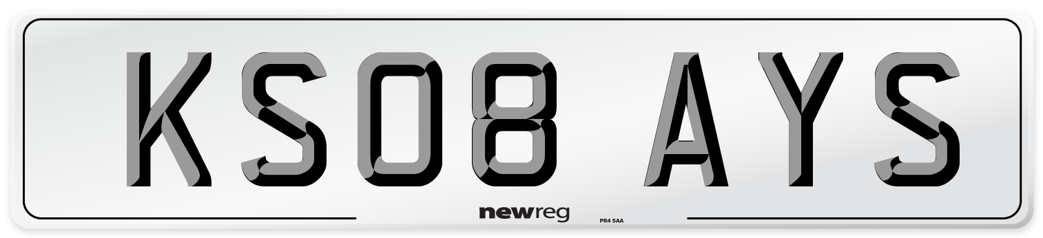 KS08 AYS Number Plate from New Reg